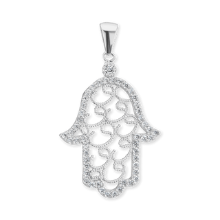 Sterling Silver Hamsa Pendant (38 x 24 mm)