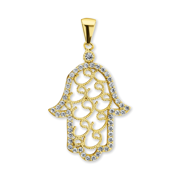 Sterling Silver Hamsa Pendant (38 x 24 mm)