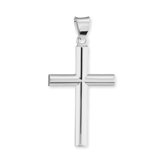 Sterling Silver Tubular Cross Pendant (33 x 17 mm)