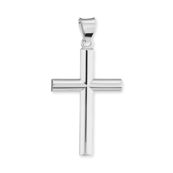 Sterling Silver Tubular Cross Pendant (33 x 17 mm)