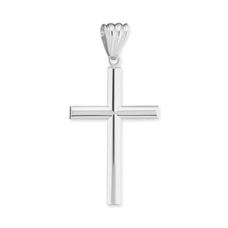 Sterling Silver Tubular Cross Pendant (44 x 23 mm)