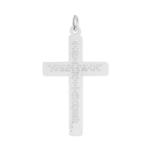 Sterling Silver Double-Sided Cross Pendant with Lord's Prayer (48 x 26 mm)
