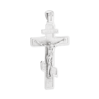 Sterling Silver Orthodox Cross and Crucifix Pendant (56 x 28 mm)