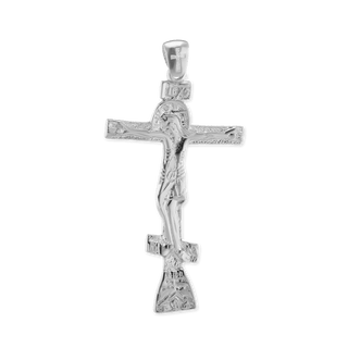 Sterling Silver Orthodox Cross and Crucifix Pendant (64 x 32 mm)