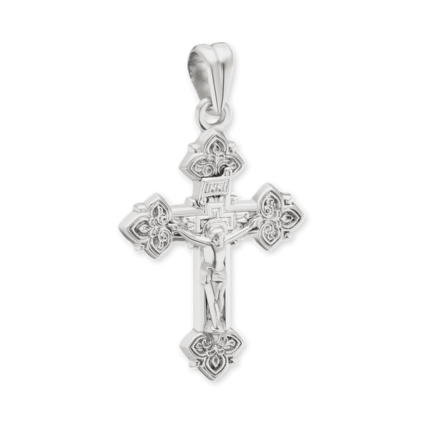 Sterling Silver Trefoil Crucifix Pendant (35 x 20 mm)