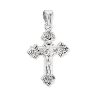 Sterling Silver Trefoil Crucifix Pendant (35 x 20 mm)