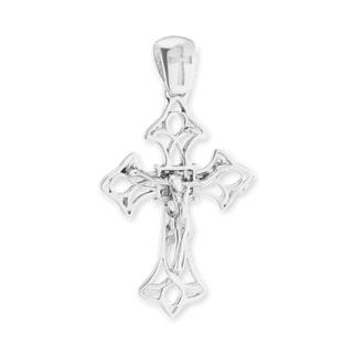 Sterling Silver Filigree Trefoil Crucifix Pendant (32 x 18 mm)