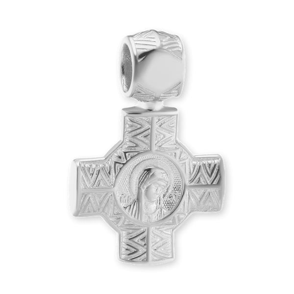 Sterling Silver Byzantine Double-Sided Cross and Crucifix Pendant (26 x 17 mm)