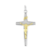 Sterling Silver Two-Tone Tapered Crucifix Pendant (40 x 21 mm)