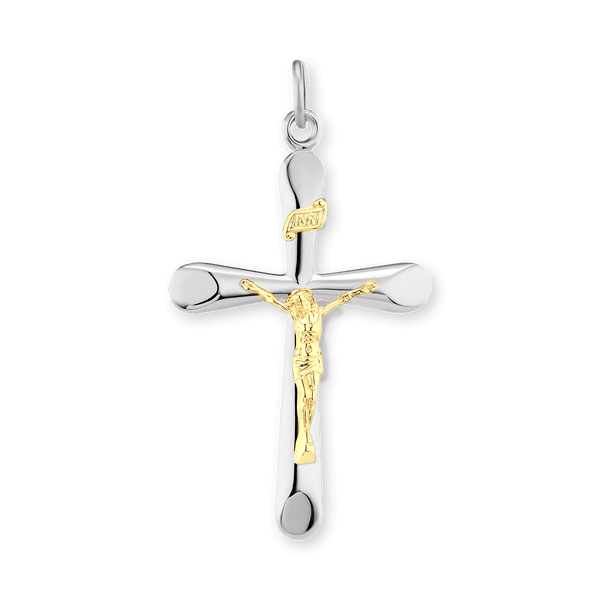 Sterling Silver Traditional Crucifix Pendant (42 x 23 mm)
