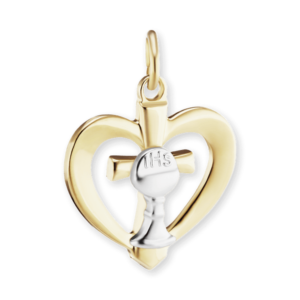 Sterling Silver Two-Tone 1st Communion Christian Novelty Pendant (20 x 16 mm)