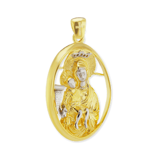 Sterling Silver Two-Tone Madonna and Child Pendant and Medallions (48 x 29 mm)