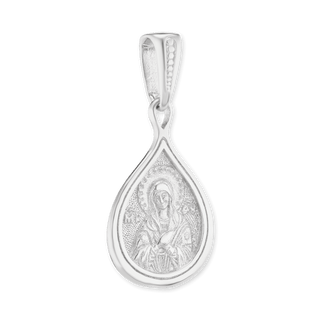 Sterling Silver Virgin Mary Byzantine Double-Sided Pendant (32 x 14 mm)