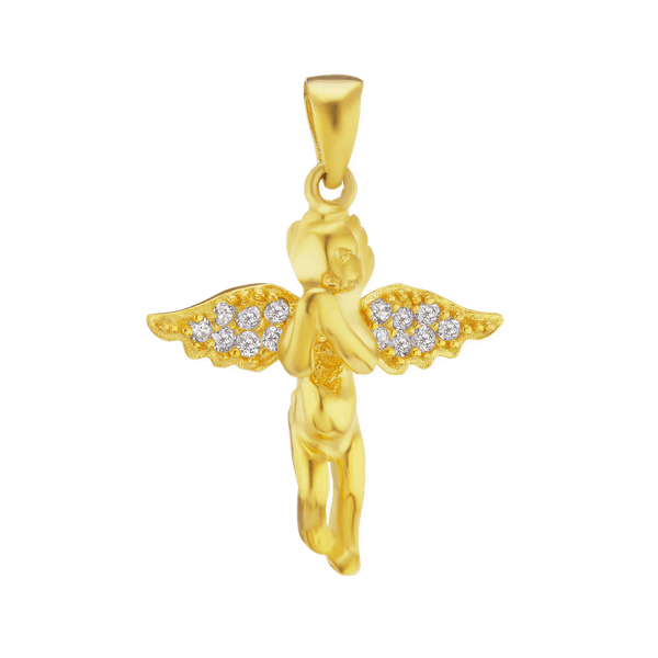 Sterling Silver Angel Pendant with Cubic Zirconia (27 x 19 mm - 34 x 30 mm)