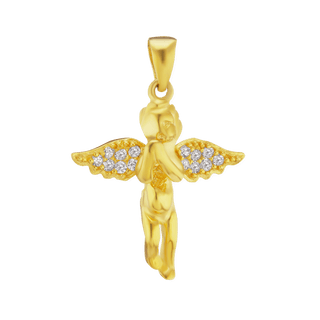 Sterling Silver Angel Pendant with Cubic Zirconia (27 x 19 mm - 34 x 30 mm)