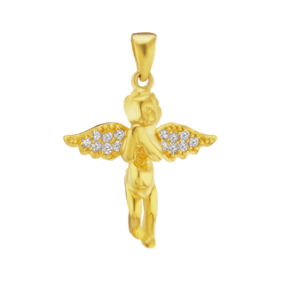 Sterling Silver Angel Pendant with Cubic Zirconia (27 x 19 mm - 34 x 30 mm)