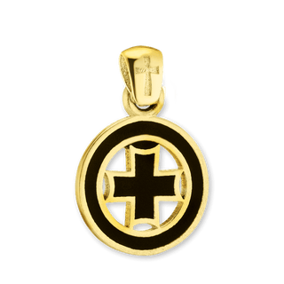 Sterling Silver Pattée Cross Medallions with Black Enamel (24 x 16 mm)