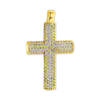 Sterling Silver Classic Cross Pendant with Cubic Zirconia (34 x 21 mm)