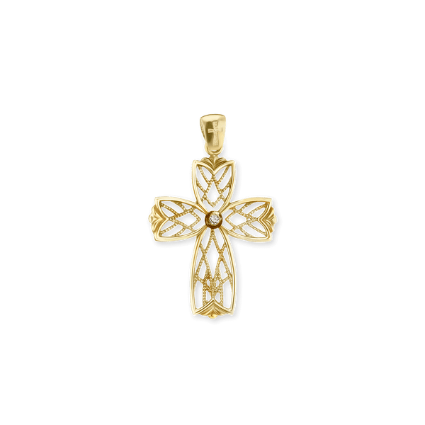 Sterling Silver Filigree Lattice Cross Pendant (38 x 23 mm)