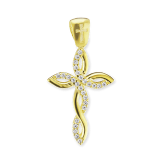Sterling Silver Eternity Cross Pendant with Cubic Zirconia (30 x 15 mm)