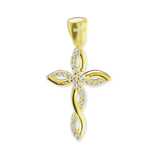 Sterling Silver Eternity Cross Pendant with Cubic Zirconia (30 x 15 mm)