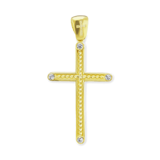 Sterling Silver Classic Cross Pendant with Cubic Zirconia (41 x 21 mm)