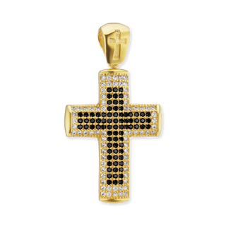 Sterling Silver Classic Cross Pendant with Cubic Zirconia (36 x 19 mm)