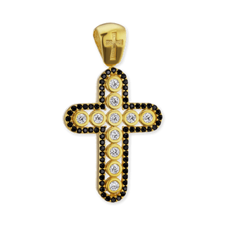 Sterling Silver Classic Cross Pendant with Cubic Zirconia (36 x 19 mm)