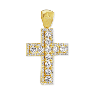 Sterling Silver Classic Cross Pendant with Cubic Zirconia (36 x 19 mm)