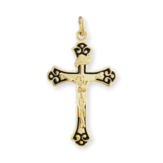 Sterling Silver Trefoil Blackened Cross Pendant (32 x 18 mm)