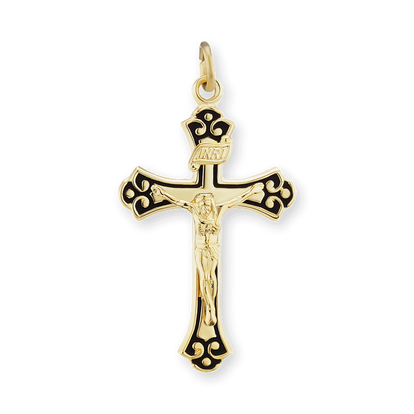 Sterling Silver Trefoil Blackened Cross Pendant (32 x 18 mm)