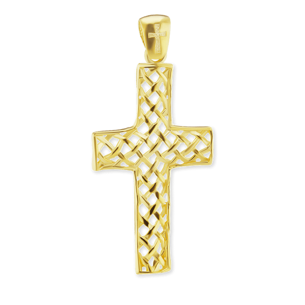 Sterling Silver Basket Weave Cross Pendant (49 x 23 mm)