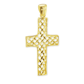 Sterling Silver Basket Weave Cross Pendant (49 x 23 mm)