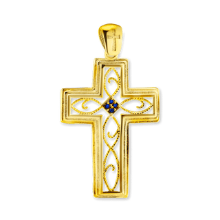 Sterling Silver Filigree Scrollwork Cross Pendant (42 x 24 mm)