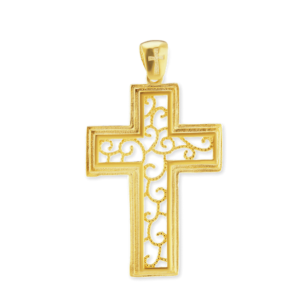 Sterling Silver Scroll Cross Pendant (37 x 20 mm - 47 x 26 mm)