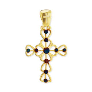 Sterling Silver Filigree Cross Pendant with Ember Finish (34 x 19 mm)