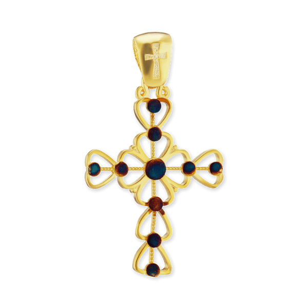 Sterling Silver Filigree Cross Pendant with Ember Finish (34 x 19 mm)