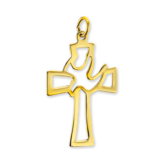 Sterling Silver Cross Pendant with Holy Spirit Dove (32 x 19 mm)