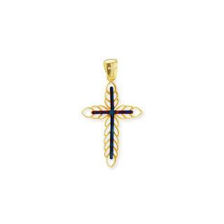 Sterling Silver Filigree Cross Pendant with Ember Finish (37 x 21 mm)