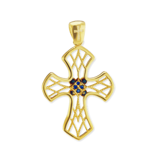 Sterling Silver Filigree Lattice Cross Pendant (38 x 23 mm)