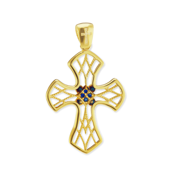 Sterling Silver Filigree Lattice Cross Pendant (38 x 23 mm)