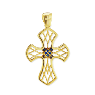 Sterling Silver Filigree Lattice Cross Pendant (38 x 23 mm)