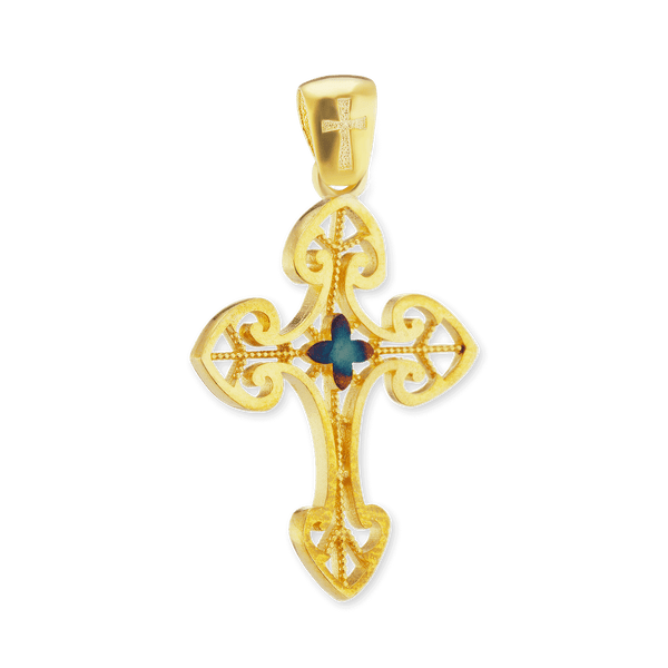 Sterling Silver Filigree Cross Pendant with Ember Finish (32 x 18 mm)