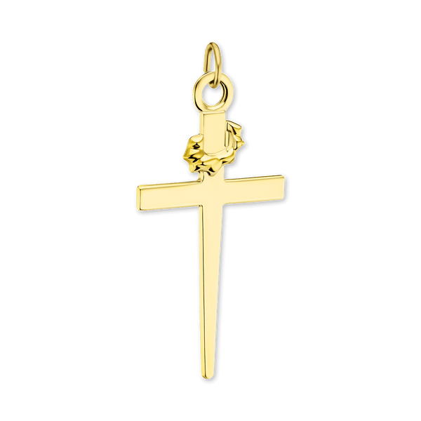 Sterling Silver Two Tone Nail Cross Pendant (46 x 23 mm)