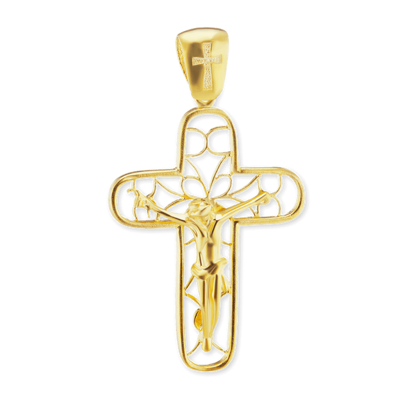 Sterling Silver Filigree Crucifix Pendant (50 x 29 mm)