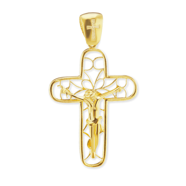Sterling Silver Filigree Crucifix Pendant (50 x 29 mm)