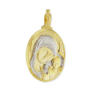 Sterling Silver Two-Tone Madonna and Child Pendant and Medallions (42 x 25 mm)