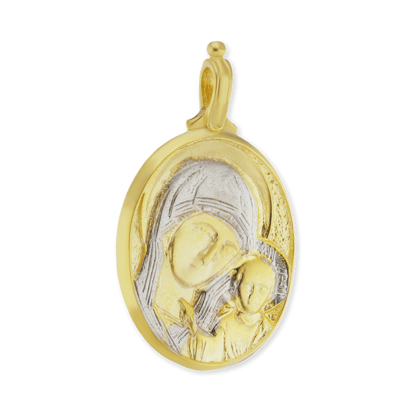 Sterling Silver Two-Tone Madonna and Child Pendant and Medallions (42 x 25 mm)