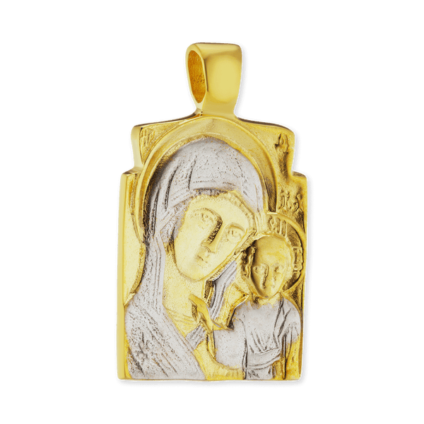 Sterling Silver Two-Tone Madonna and Child Pendant and Medallions (37 x 22 mm)
