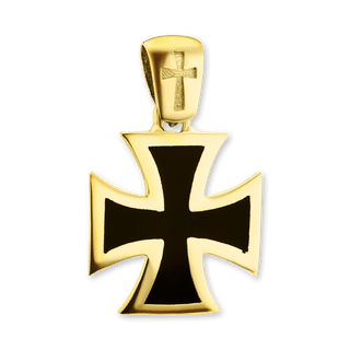 Sterling Silver Pattée Cross Medallions with Black Enamel (27 x 17 mm)